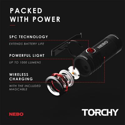 NEBO - NEBO TORCHY Rechargeable 1000 Lumens Flashlight - Image 3